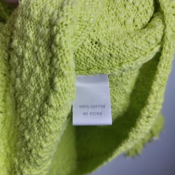 Mifresia Large Yellow Green Fringe Seashell Knit Cardigan - Picture 11 of 13